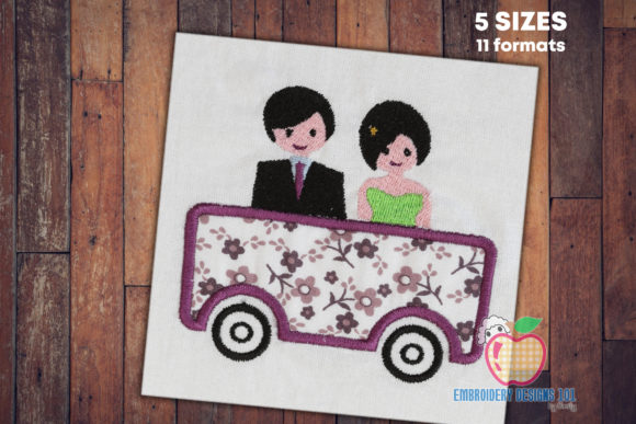 Couple in the Car Applique Design