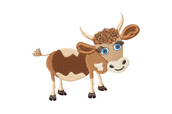 Kindly Cute Bull Embroidery Design